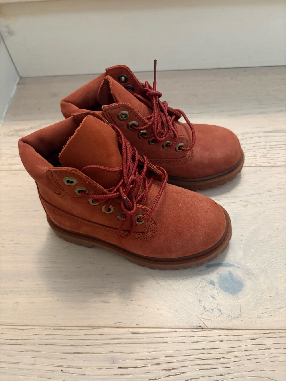 Kids Rust Orange Lace-Up Hiking Boots